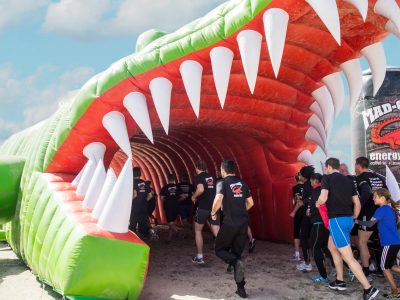 Publi air - opblaasbare krokodil - crocodile - inflatable animal - giants - running - mud